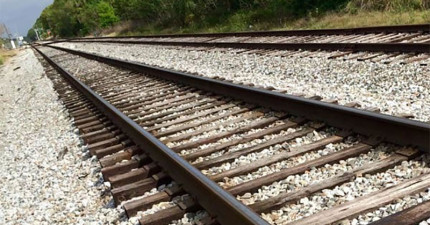 狗狗被綁在鐵軌上